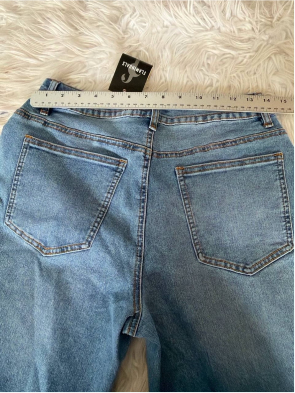 Flamingals Wash Stitch Detail Mid Rise Barrel Leg Crop Jeans M - Picture 4 of 5
